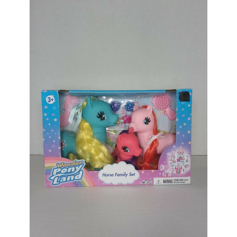 Wonder Pony Set Unicorns with Brush & Hair Accessories 3 Ponies Total Play Right